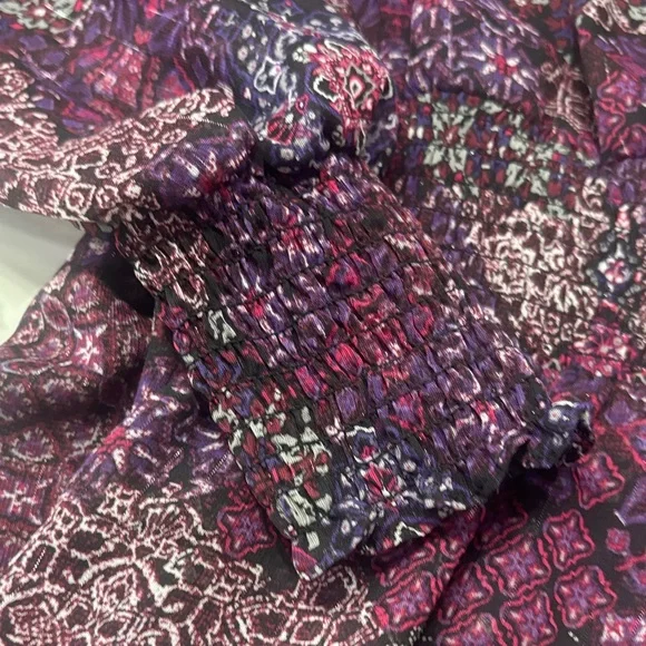 MICHAEL Michael Kors patchwork Georgette smock-waist Floral Long Sleeve Dress - Picture 7 of 14